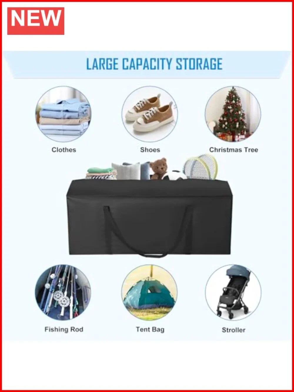 155L Water-Resistant Travel Duffel Bag with Heavy-Duty Lockable Zippers, 42 Inch